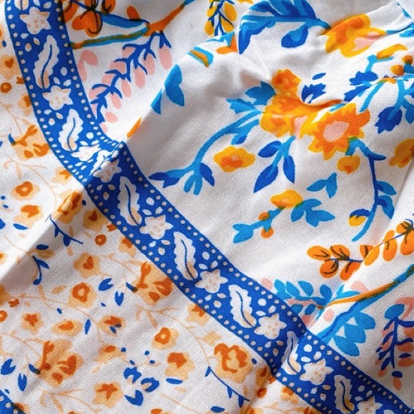 🍂 BOHO BLUE MULTI OPEN SHOULDER TASSEL LOOSE FIT DEESS! - Picture 7 of 9